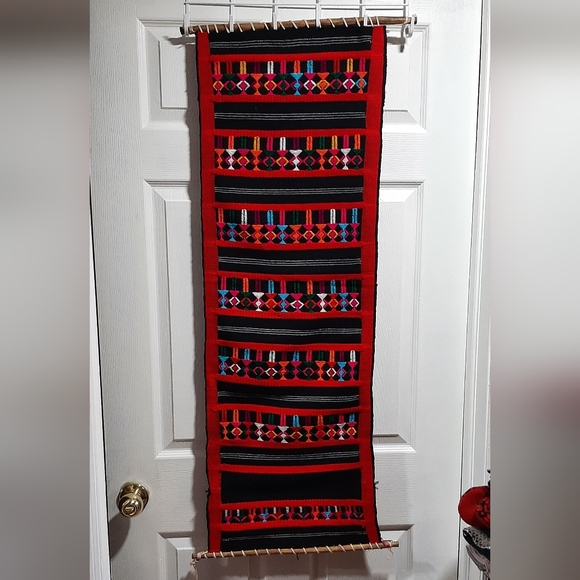 Bright Multi Color Hand Woven Wall Hanging Tapestry 44 1/2" x 14 1/2" - Picture 1 of 4